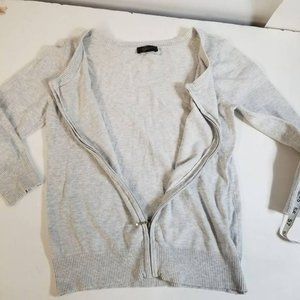 Cyrus Womens Cardigan Sweater Gray Marled Long Sleeve Scoop Neck Front Zipper M